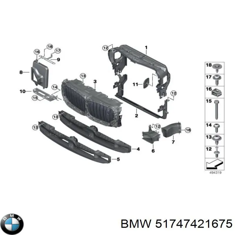 51747421675 BMW Conduto de ar/defletor do radiador, superior