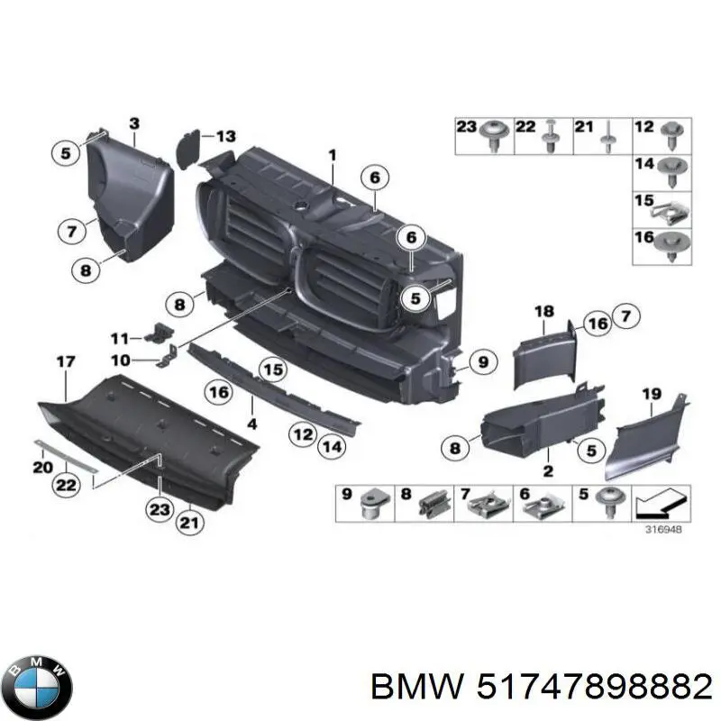 51747898882 BMW Conduto de ar do freio de disco direito
