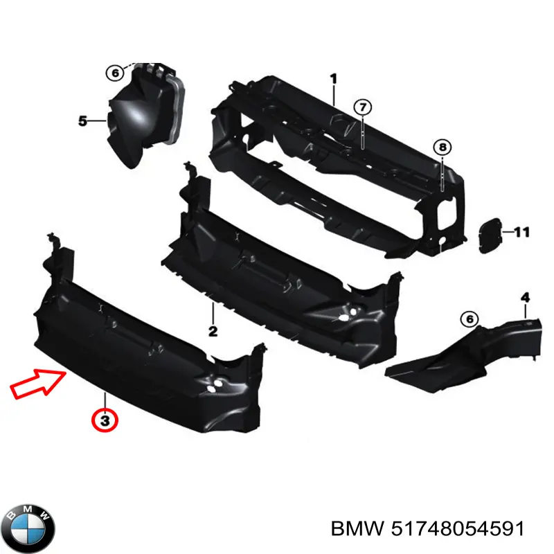 51748054591 BMW Conduto de ar (defletor) inferior do radiador
