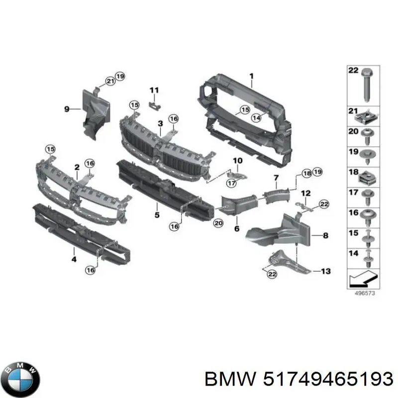 51749465193 BMW Perciana do radiador de esfriamento