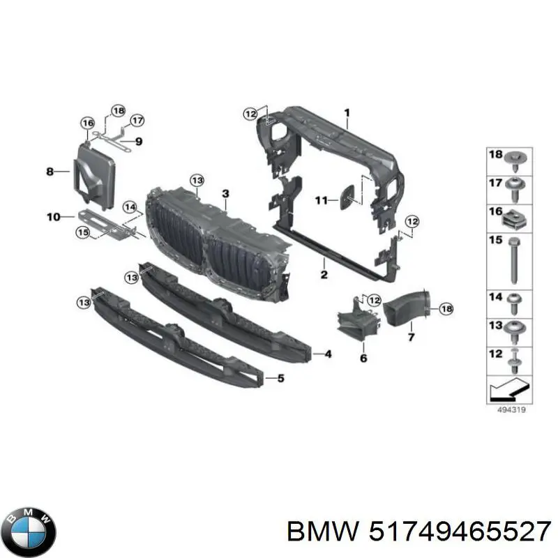 51749465527 BMW Grelha do radiador