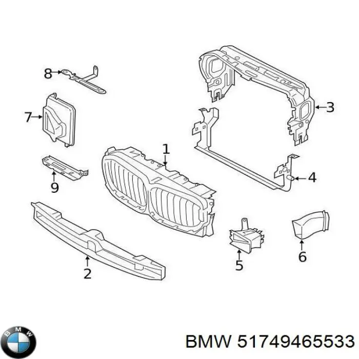 51749465533 BMW Perciana do radiador de esfriamento