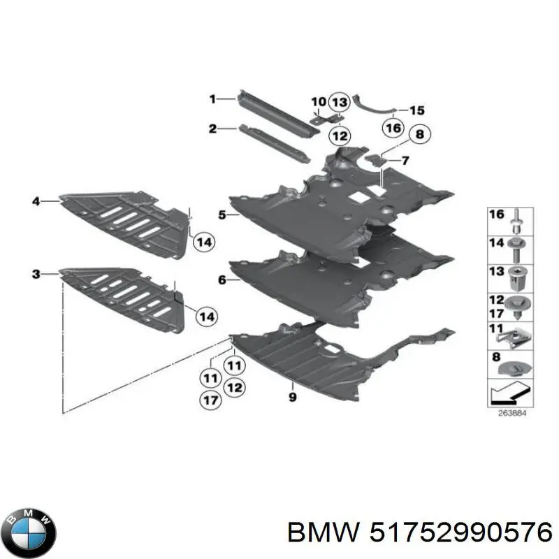 Proteção de motor, de panela (da seção de motor) BMW 51752990576 preço, a partir de 200,90 USD