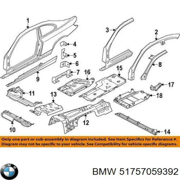 Proteção de fundo direita BMW 51757059392 preço, a partir de 83,07 USD