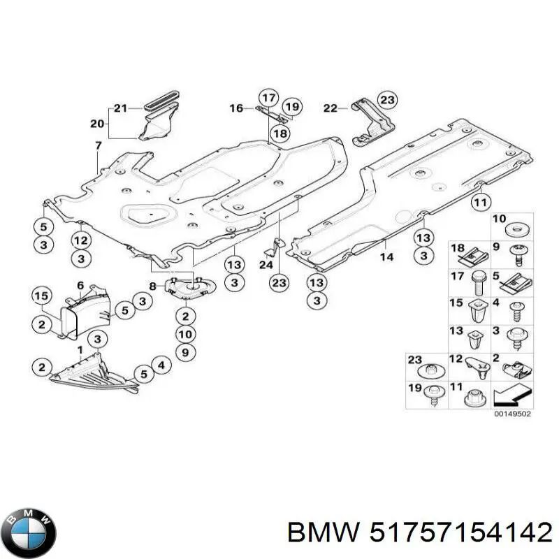 Compre 51757154142 BMW Proteção de fundo, parte média