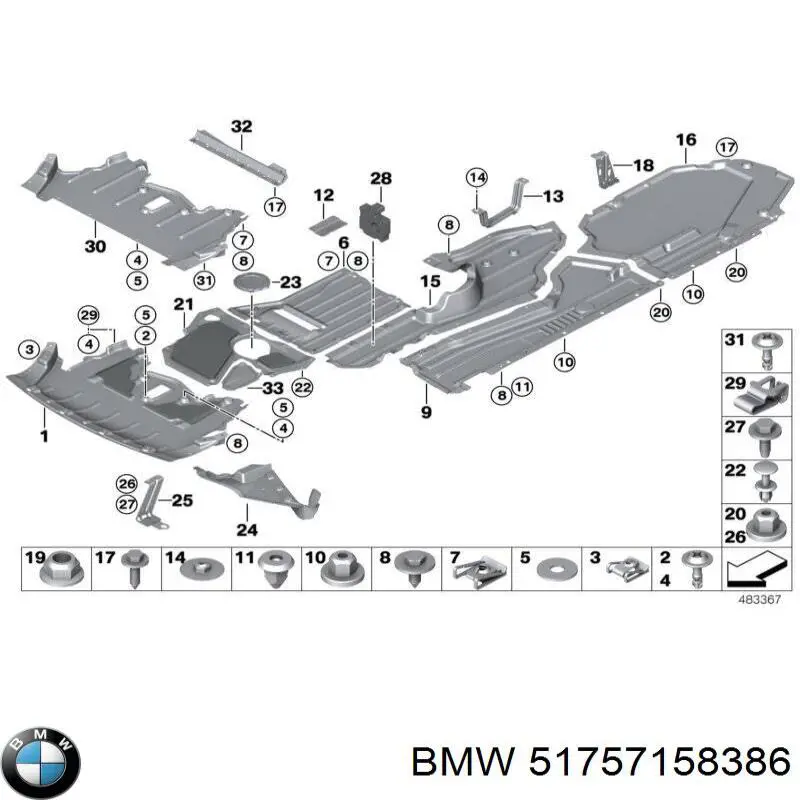 51757158386 BMW Proteção de fundo, parte média