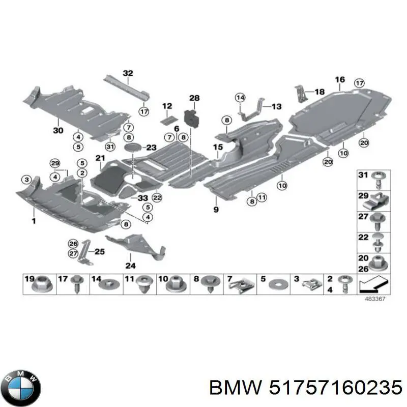 51757160235 BMW Proteção de fundo, parte média