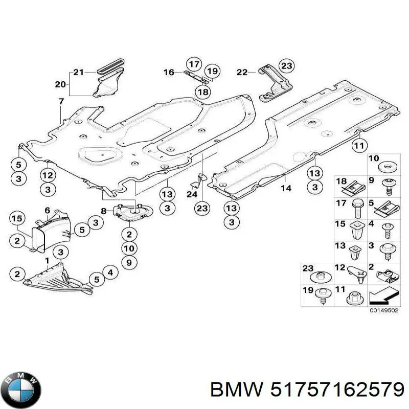 51757162579 BMW Proteção de fundo, parte média