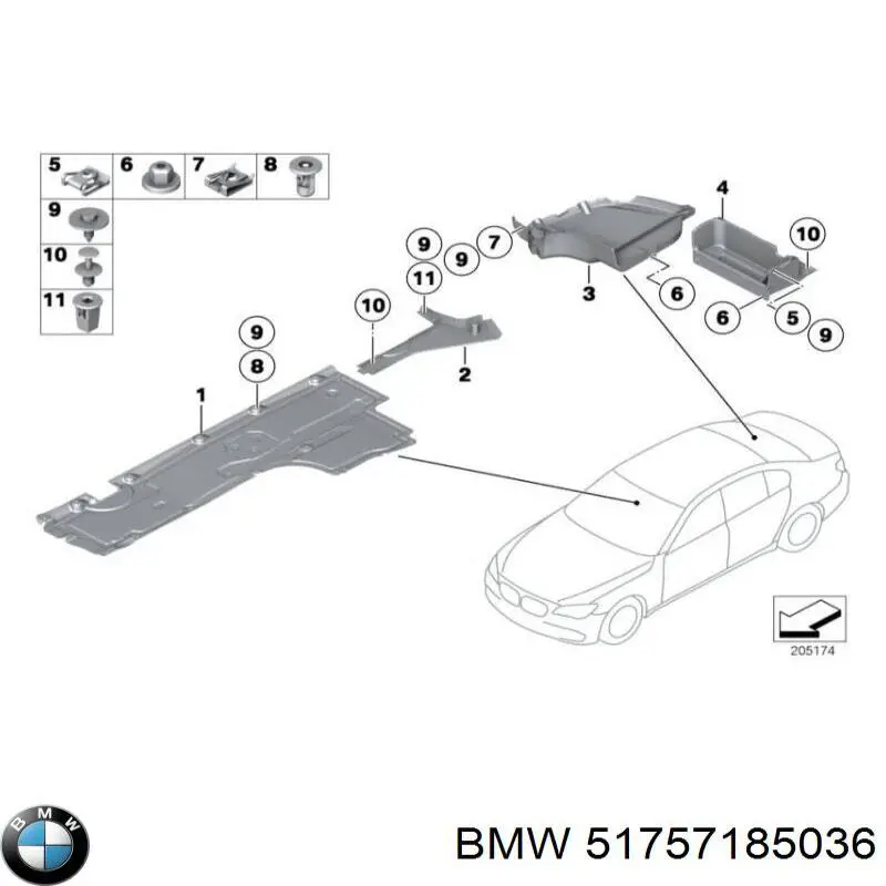 51757185036 BMW Proteção de fundo direita