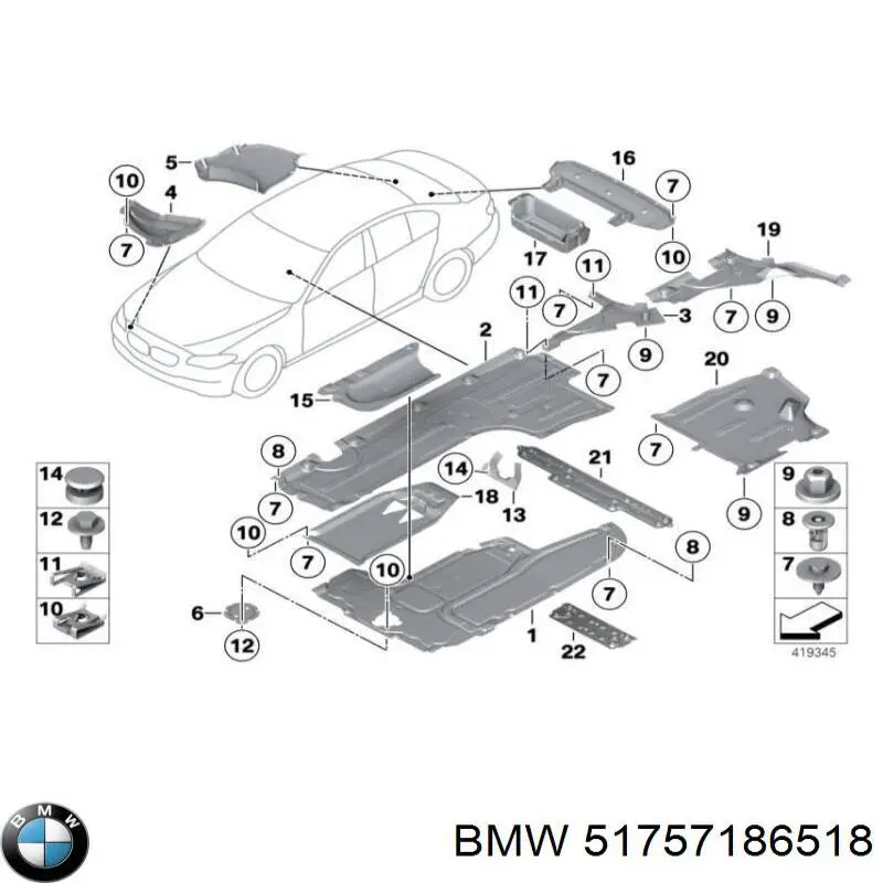 51757186518 BMW Proteção direita do pára-choque dianteiro