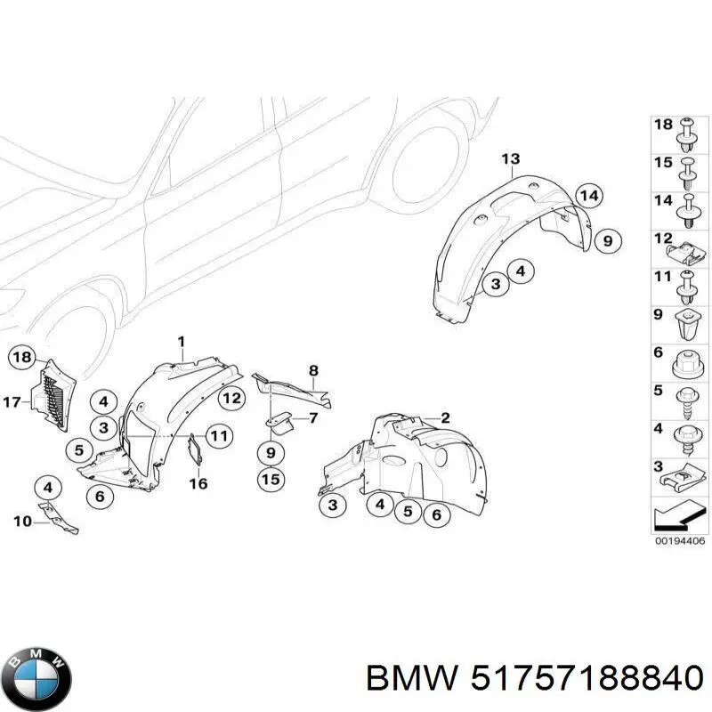 51757188840 BMW Protetor de lama dianteiro direito