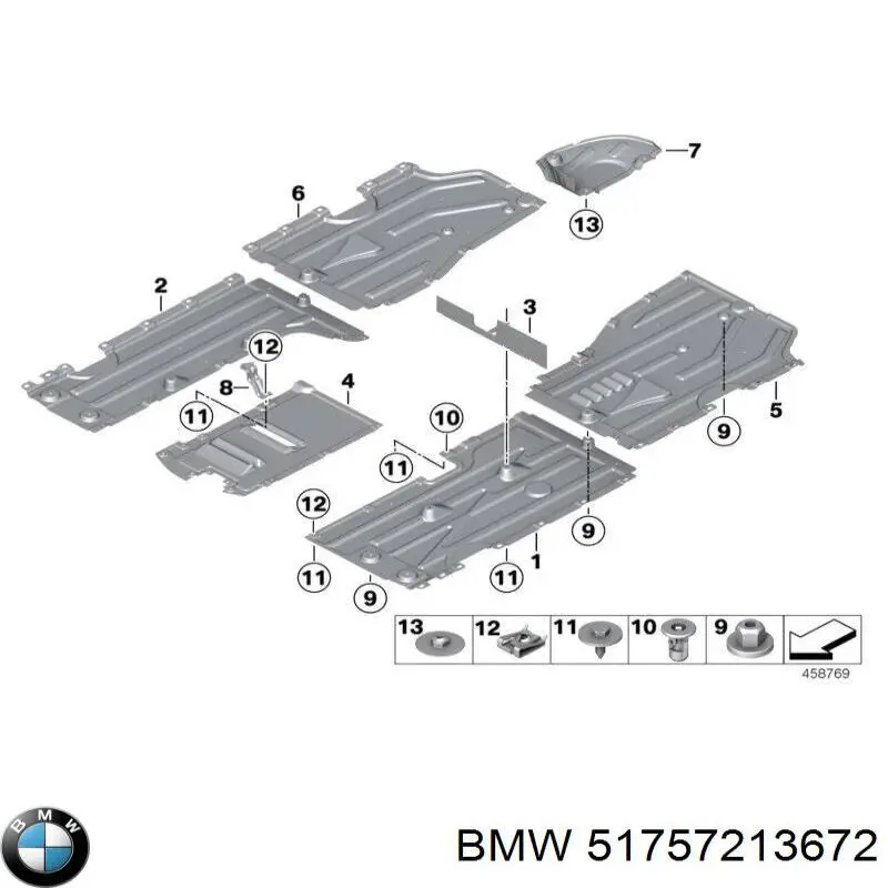 Proteção dianteira direita de fundo BMW 51757213672 preço, a partir de 46,87 USD