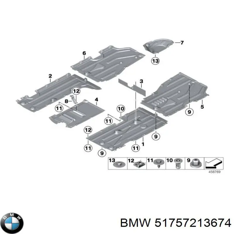 51757213674 BMW Proteção de fundo traseira direita