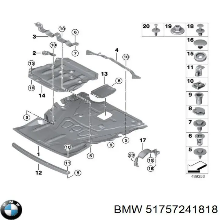 Proteção de motor, de panela (da seção de motor) BMW 51757241818 preço, a partir de 109,84 USD