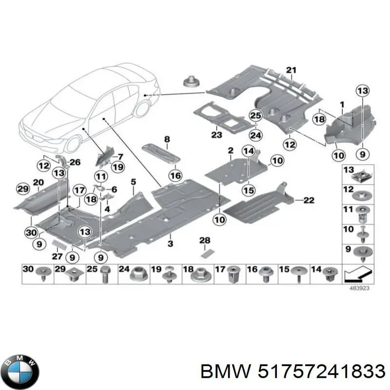 51757241833 BMW Proteção de fundo esquerda