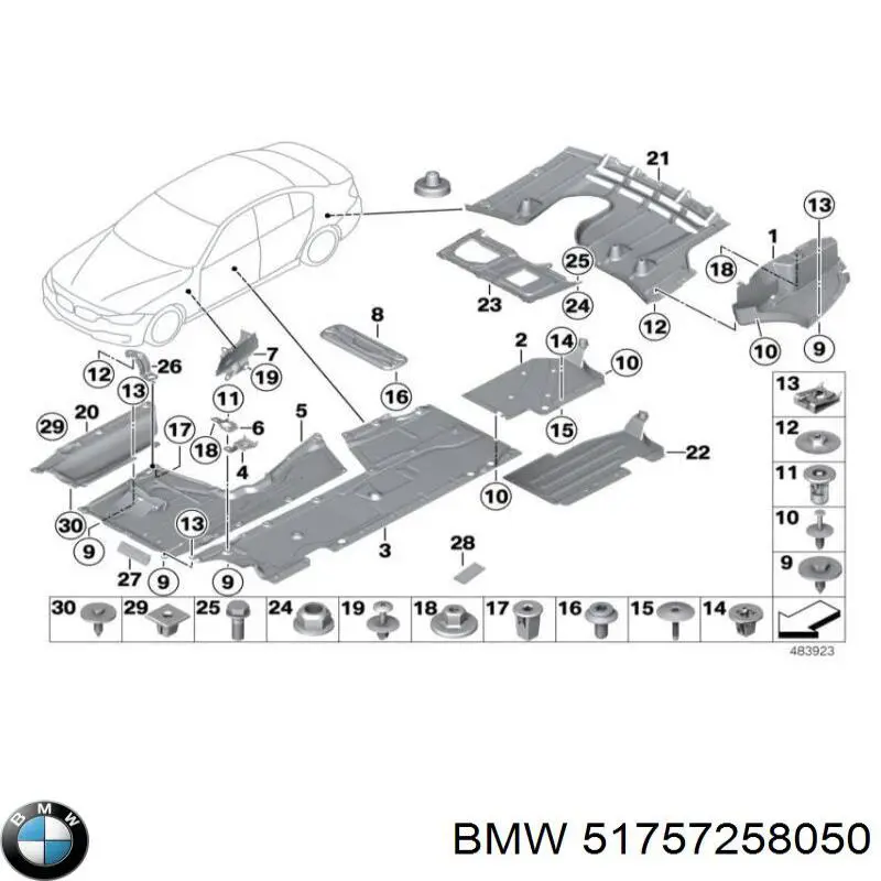51757258050 BMW Proteção de fundo, do tanque de combustível