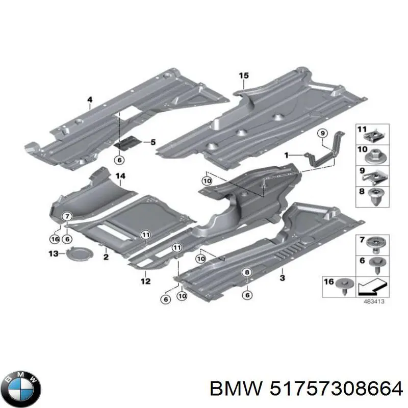 51757308664 BMW Proteção de fundo, parte média