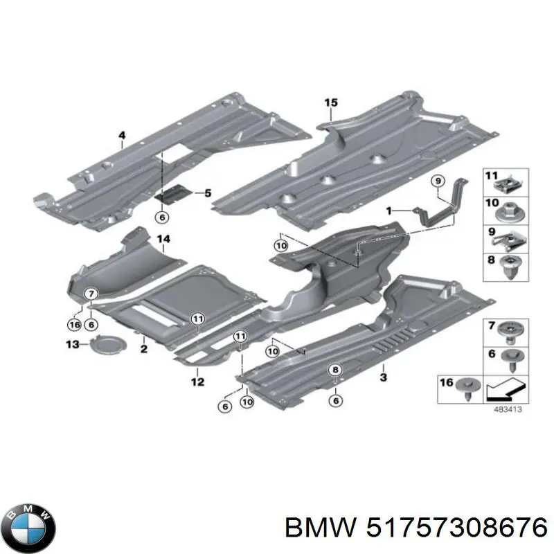 51757308676 BMW Proteção de fundo direita