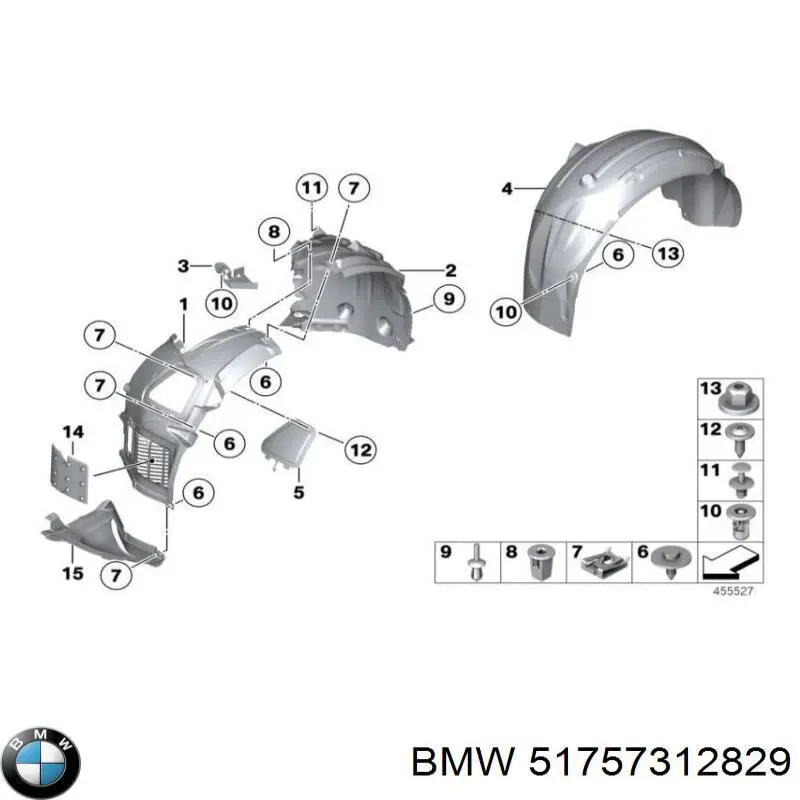 Guarda-barras esquerdo dianteiro do pára-lama dianteiro BMW 51757312829 preço, a partir de 27,42 USD