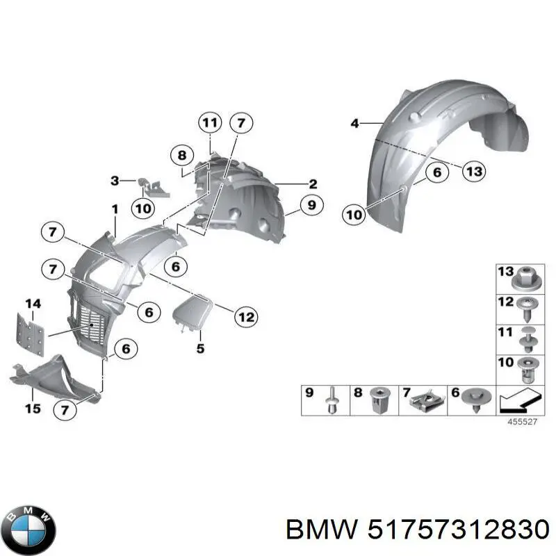 51757312830 BMW Proteção direita do pára-choque dianteiro