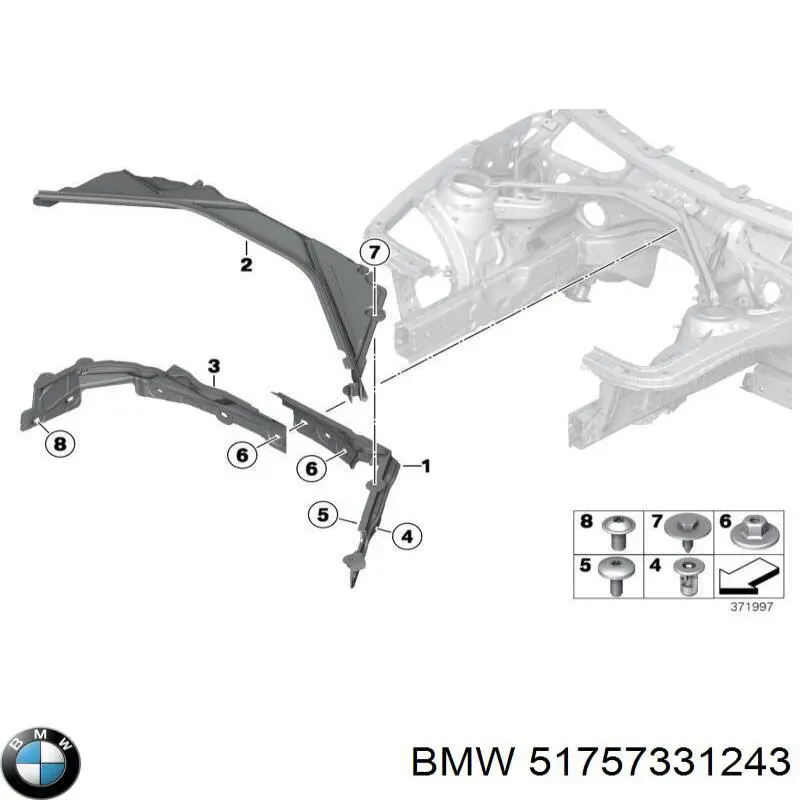 51757331243 BMW Tabique da seção de motor