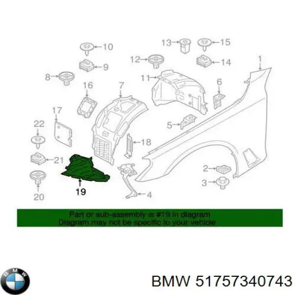51757340743 BMW Escudo protetor contra o barro de arco dianteiro do pára-lama
