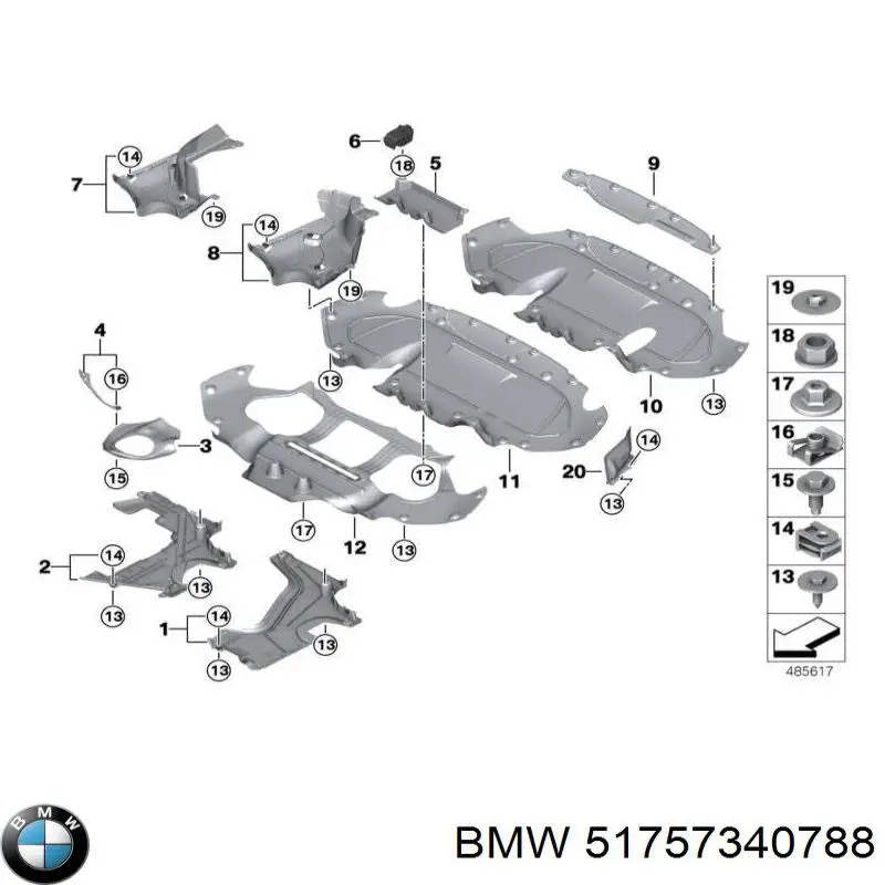 51757340788 BMW Proteção de fundo traseira direita