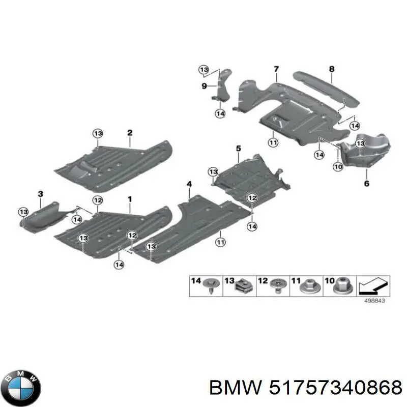 51757340868 BMW Proteção de fundo traseira direita
