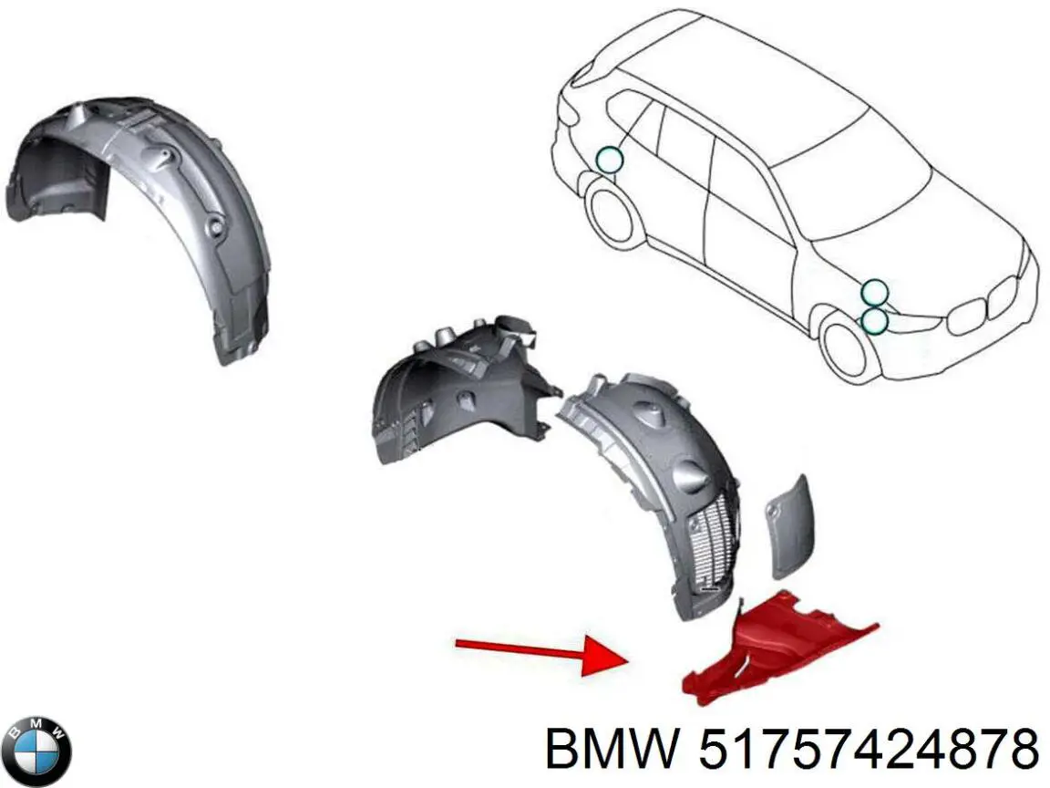 Escudo protetor contra o barro de arco dianteiro do pára-lama BMW 51757424878 preço, a partir de 66,60 USD