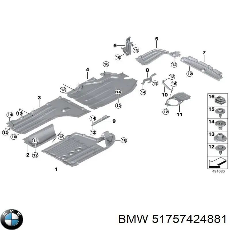 51757424881 BMW Proteção dianteira esquerda de fundo