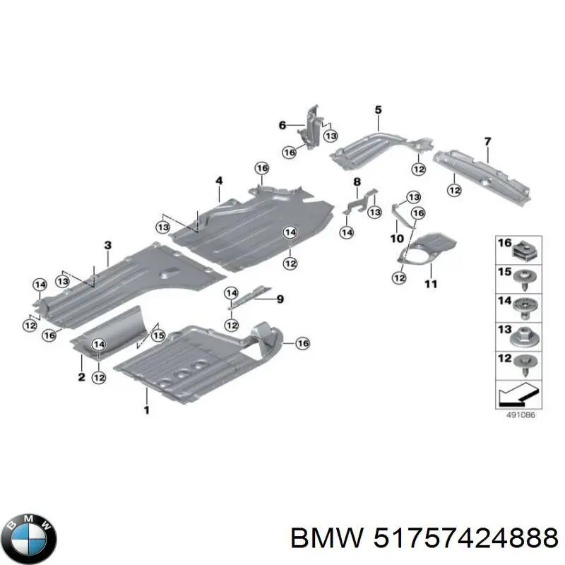 51757424888 BMW Proteção de fundo, do tanque de combustível