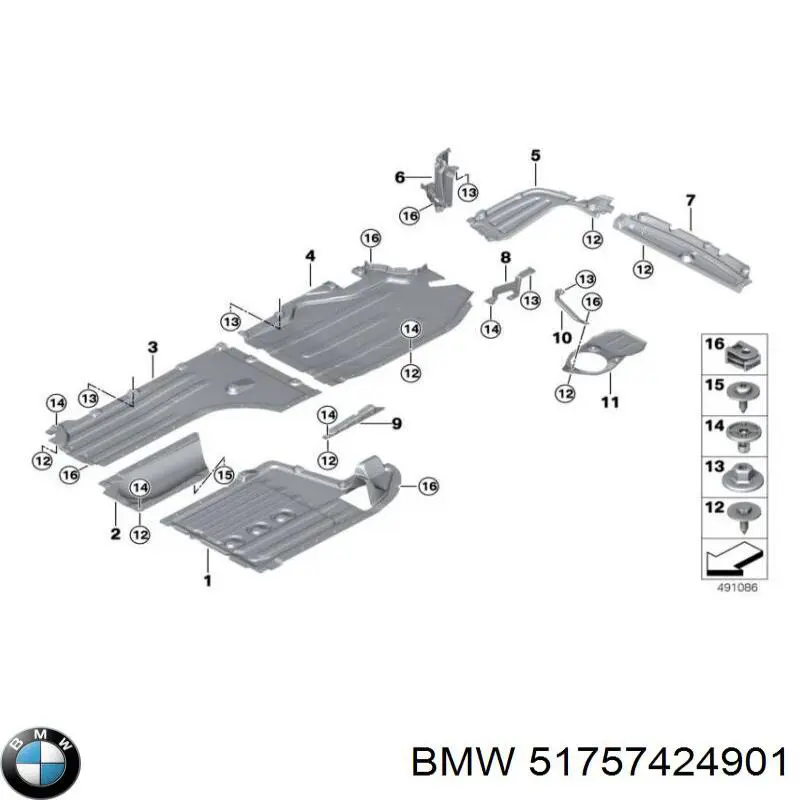 51757424901 BMW Proteção de fundo esquerda