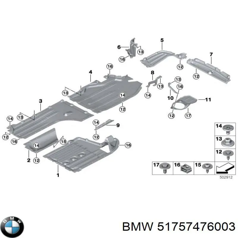 51757476003 BMW Proteção de fundo traseira