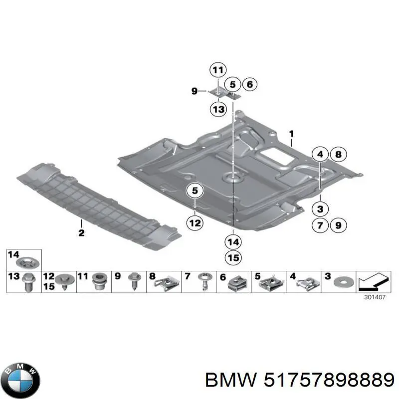 51757898889 BMW Proteção do pára-choque dianteiro
