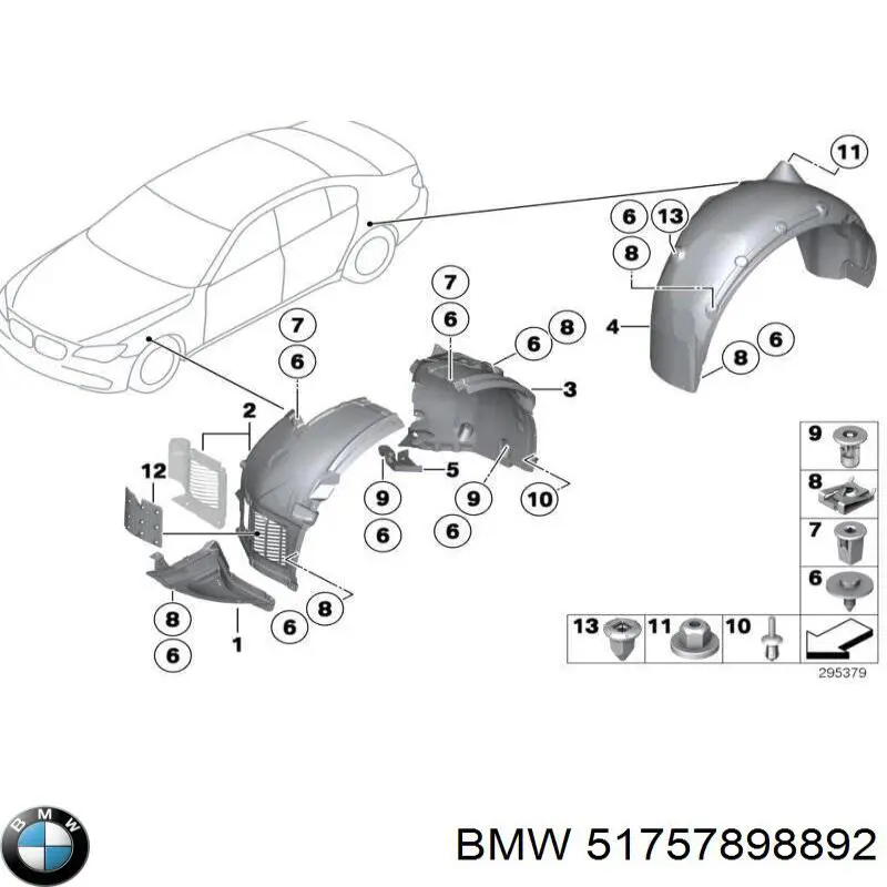 51757898892 BMW Proteção direita do pára-choque dianteiro