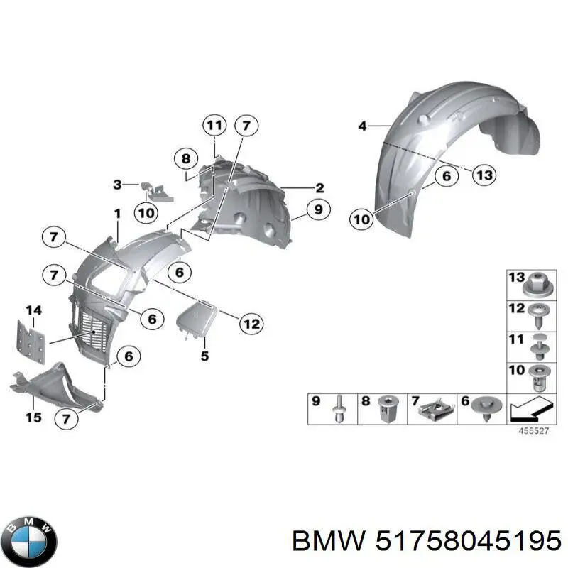 Compre 51758045195 BMW Escudo protetor contra o barro de arco dianteiro do pára-lama