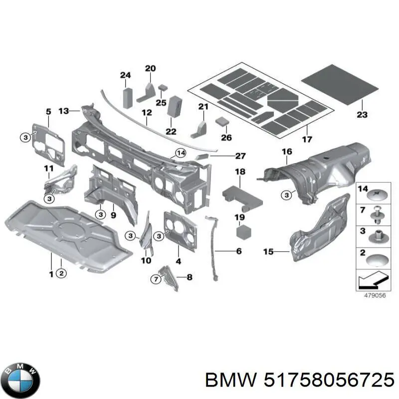 Proteção de motor dianteira 51758056725 BMW
