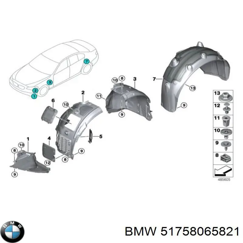 51758065821 BMW Proteção esquerda do pára-choque dianteiro
