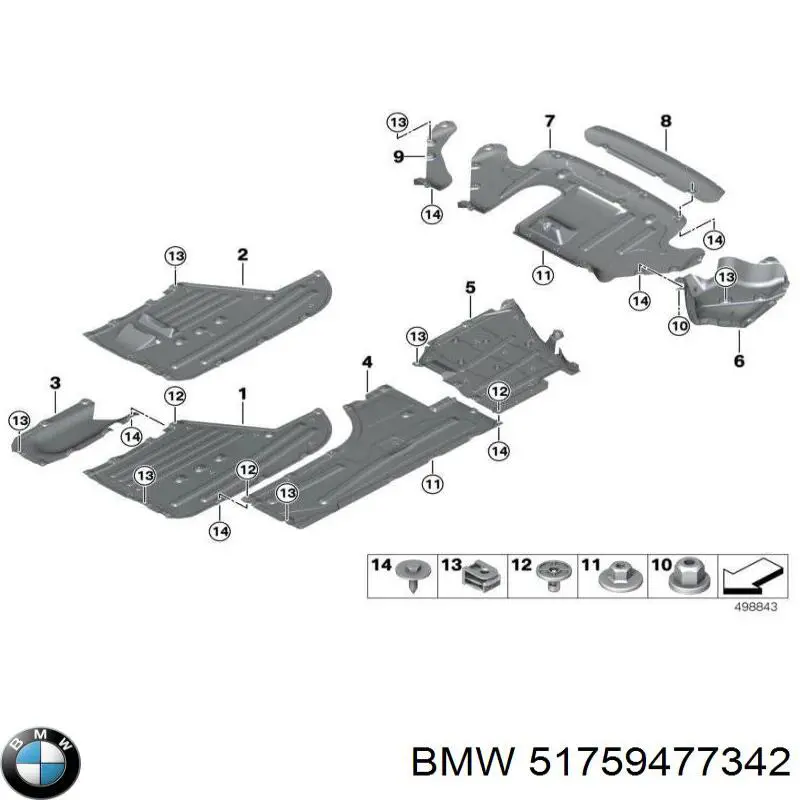 51759477342 BMW Proteção de fundo traseira esquerda