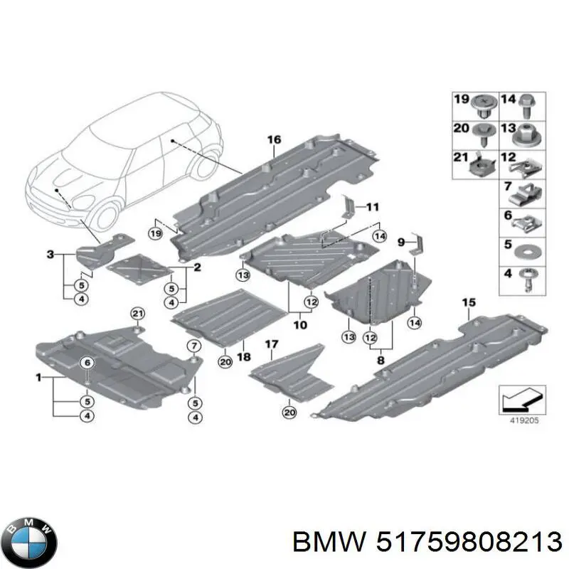 51759808213 BMW Proteção de fundo traseira esquerda