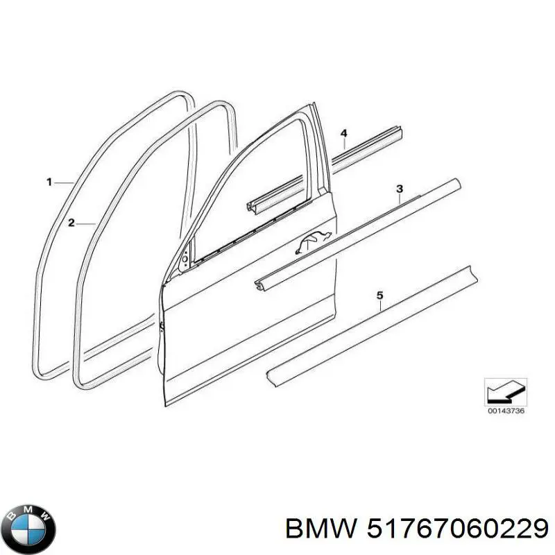 51767060229 BMW Compactador da porta dianteira (na carroçaria)
