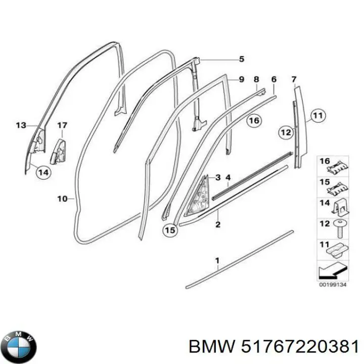 51767220381 BMW Compactador da porta dianteira (na carroçaria)