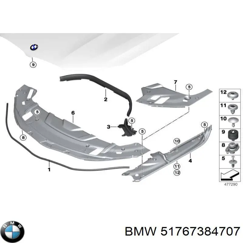 51767384707 BMW Placa sobreposta superior do painel dianteiro (de suporte do radiador)