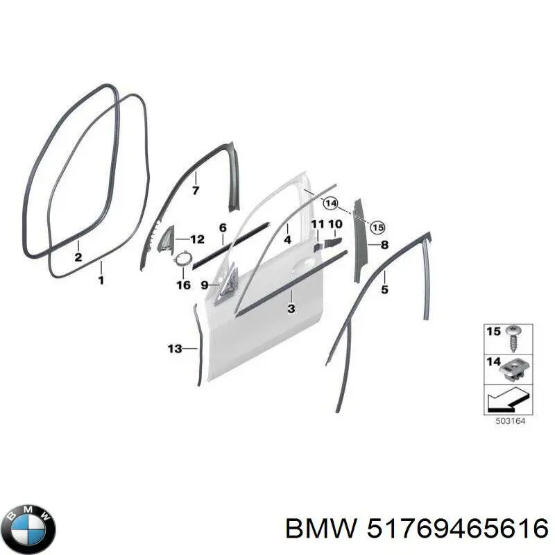 51769465616 BMW Compactador da porta traseira direita (na porta)