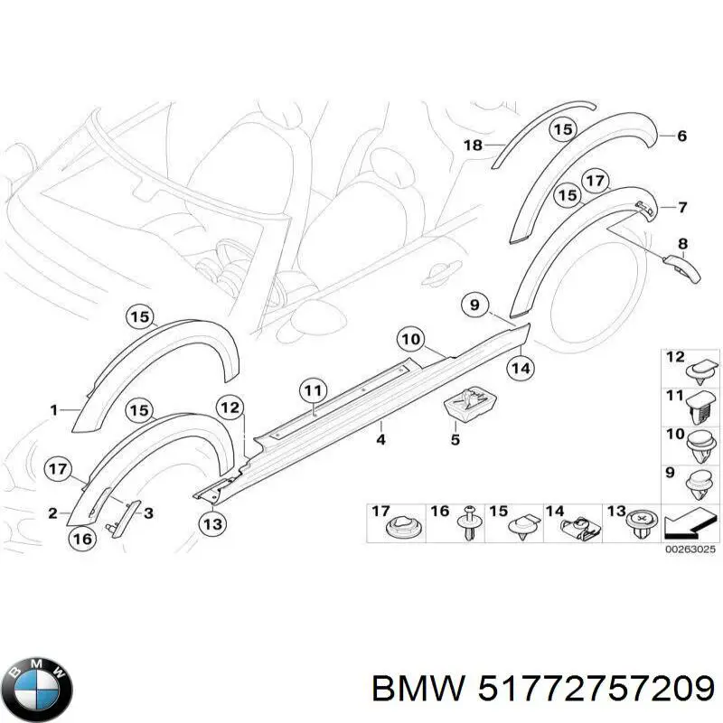 Compre 51772757209 BMW Expansor (placa sobreposta) de arco do pára-lama dianteiro esquerdo