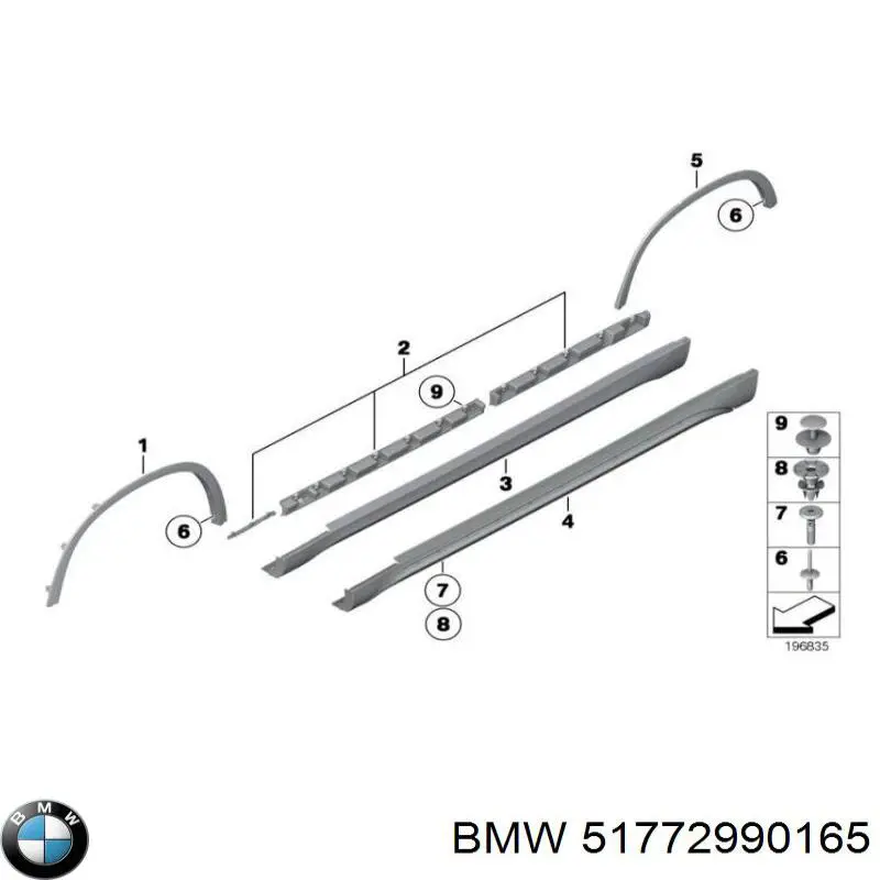Expansor (placa sobreposta) de arco do pára-lama dianteiro esquerdo BMW 51772990165 preço, a partir de 82,21 USD