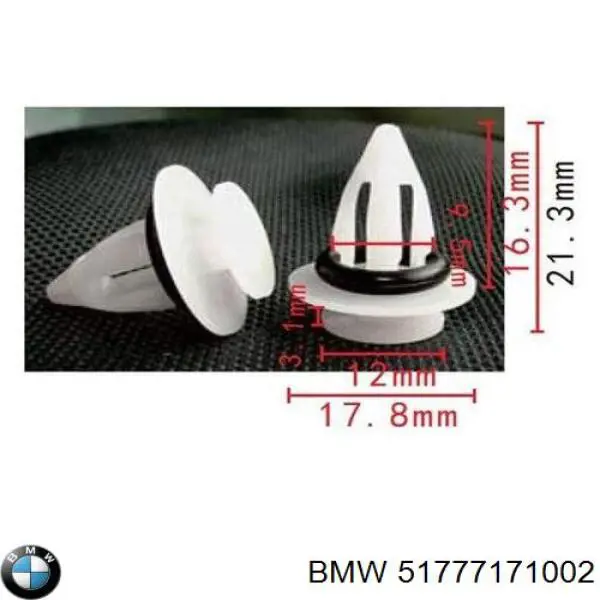 Cápsula (prendedor) de fixação do forro do pára-choque do pára-lama dianteiro BMW 51777171002 preço, a partir de 1,70 USD