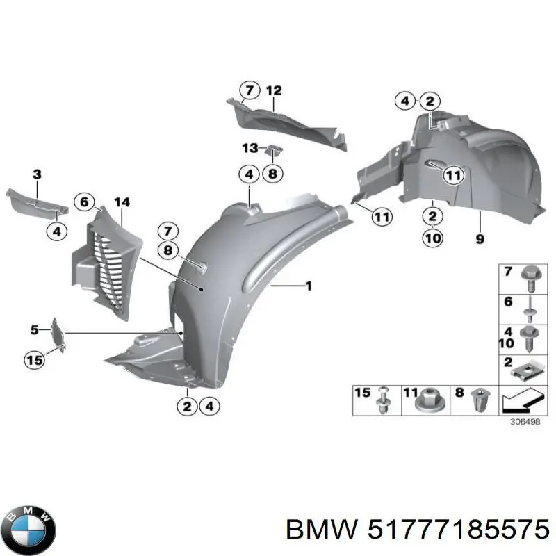 51777185575 BMW Protetor de lama dianteiro esquerdo