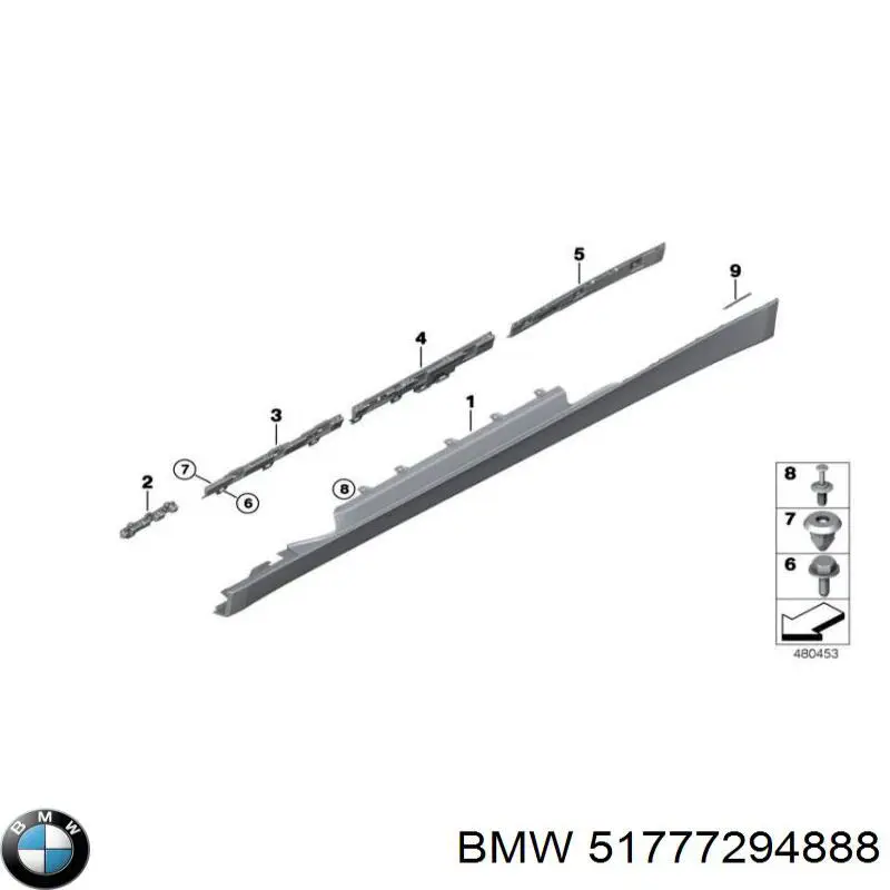 51777294888 BMW Consola direita de placa sobreposta externa de acesso
