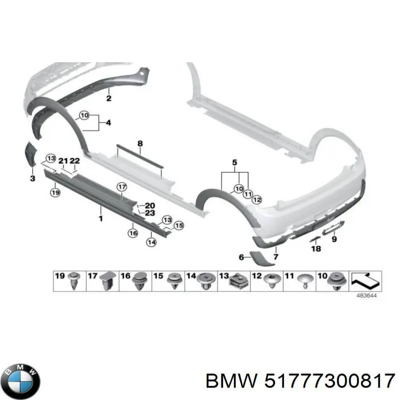 Placa sobreposta (moldura) externa esquerda de acesso BMW 51777300817 preço, a partir de 140,92 USD